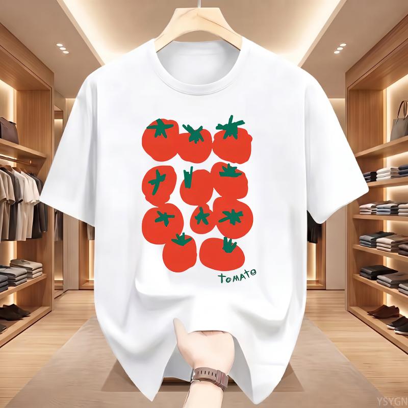 Süßes Tomaten Grafik T-Shirt Herren Sommer Lässig Kurzarm Rundhals Locker T-Shirt Gemüse Druck Oberteil
