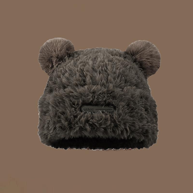 Adult Children Furry Ears Winter Hat Bear Hat New Year Winter Headwear