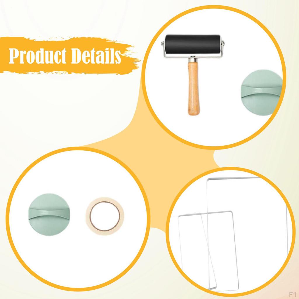 Gel Printing Plate Kit Reusable Professional with Roller Supplies for Arts Crafts Easy To Use