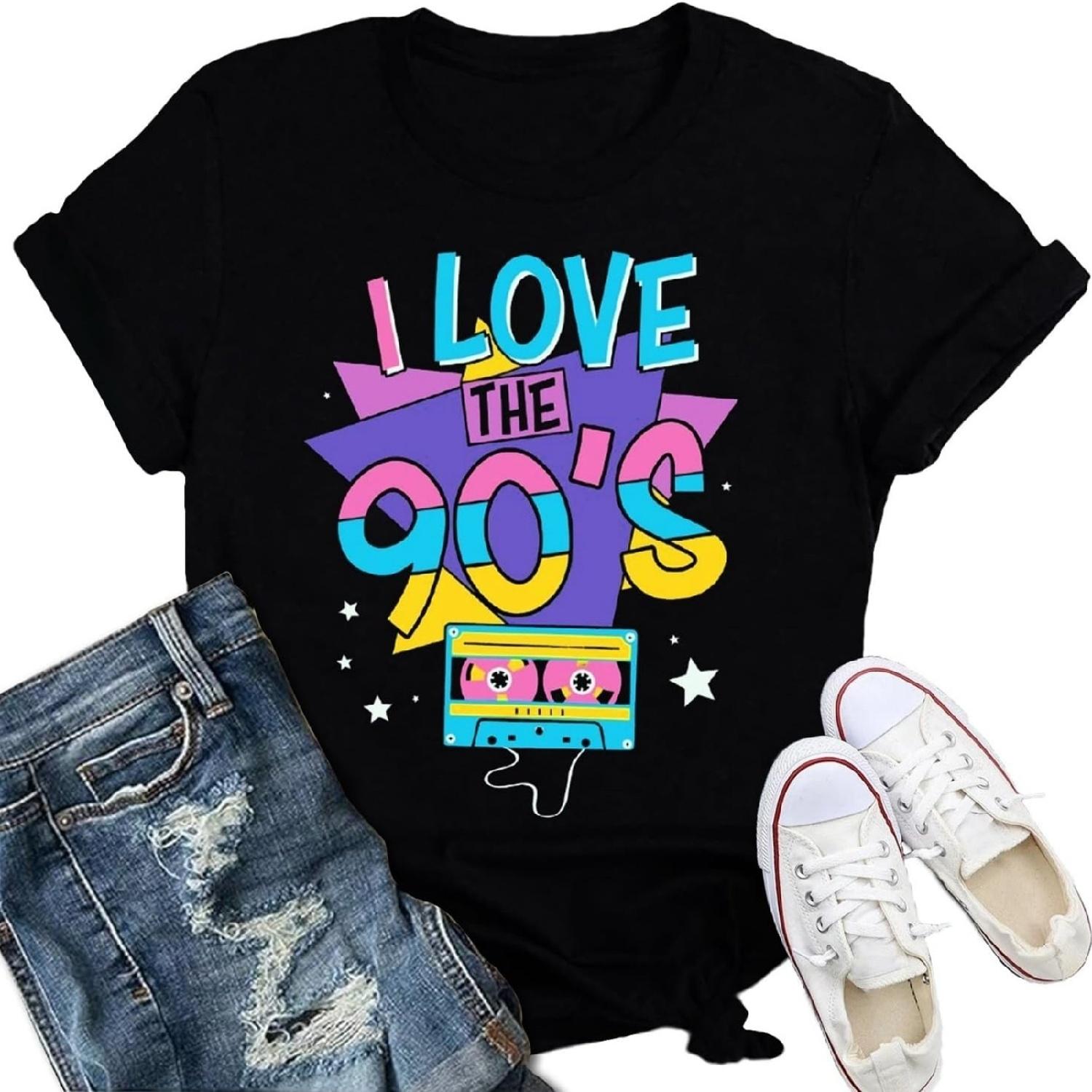 90 s Shirt for Women I Love The 90 s T-Shirt Back to The 90s Tee Vintage Neon Party Music Tops XXXXXL разноцветный