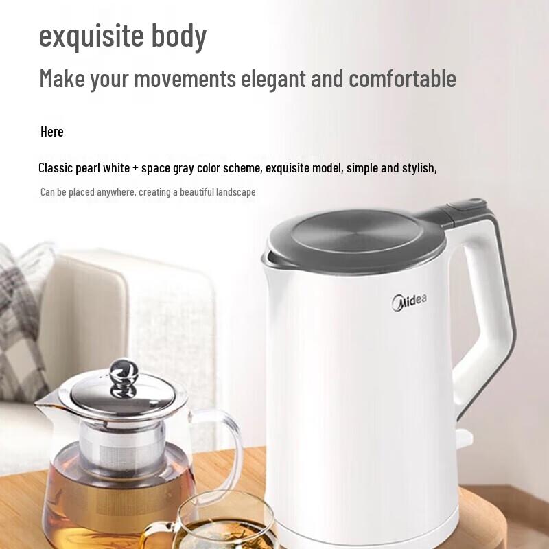 Midea 1.5L 304 Stainless Steel Electric Kettle CN plug (adapter included)