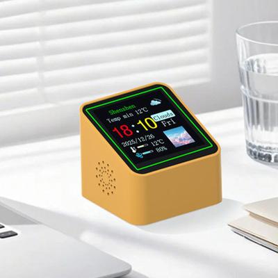 Clock with Weather Smart Temp and Humidity Sensor Desk Small Digital Indoor Weather Station for Home for Bedside Kitchen