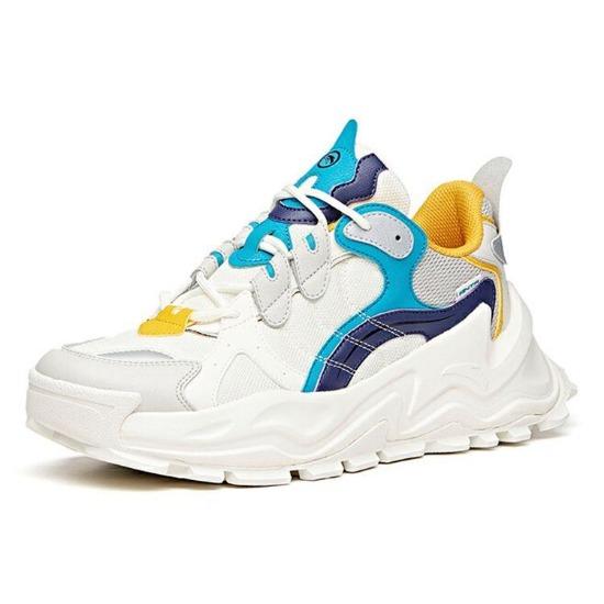 Anta Life Series Hot Retro Casual Splicing Shock Absorption Low-Top Dad Shoes Men Sneaker White Gray Blue 912028881-2