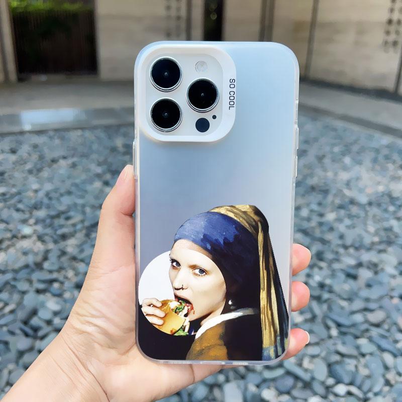 

Art Aesthetic David Mona Lisa Phone Case For iPhone 15 14 Pro Max Plus 13 12 11 Pro Max Mini Shockproof Matte Laser Cover Fundas iphone 13 mini