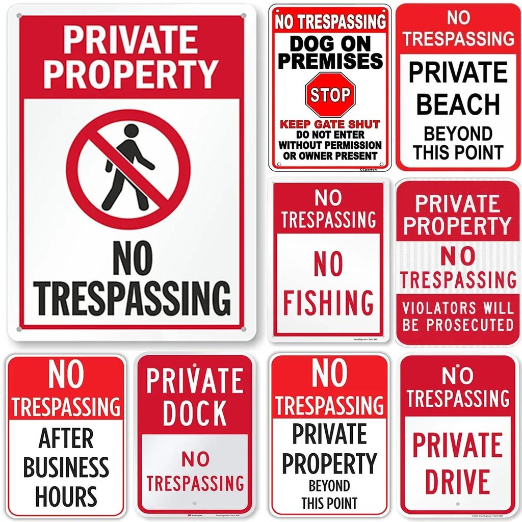 Retro No Trespassing Metal Poster Iron Decoration Perfect for Home Cafe Garage Club Bar Pubs