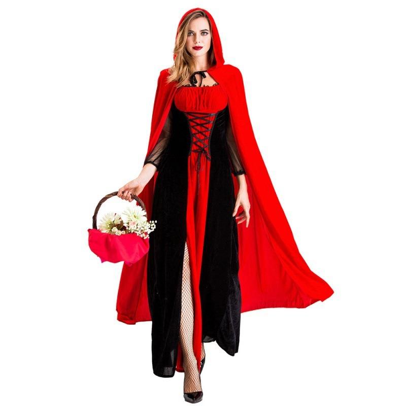 New Halloween Costume, Nightclub Queen Vampire Costume, Red and Black with Cape Little Red Riding Hood Costume