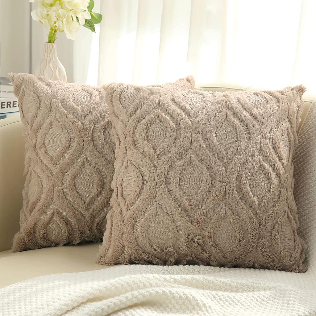 HAPIHAPPY Kissenbezug 45X45 2er-Set Kissenbezug Plüsch Sofa Dekokissenbezug Weich Luxus Für Wohnzimmerdeko