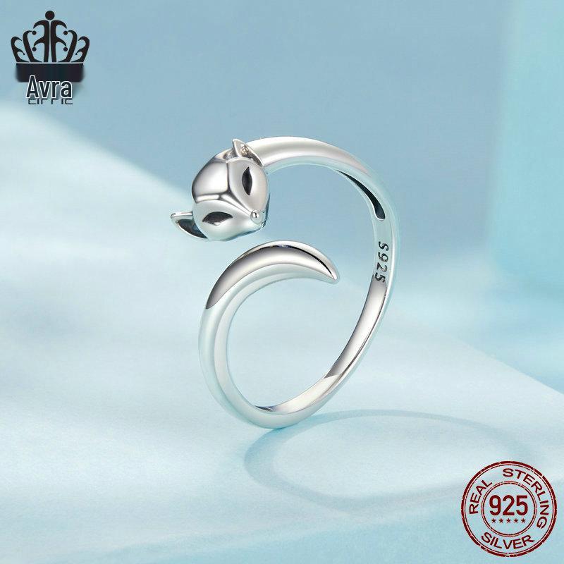 Everle Sly Fox Adjustable Sterling Silver Ring for Women