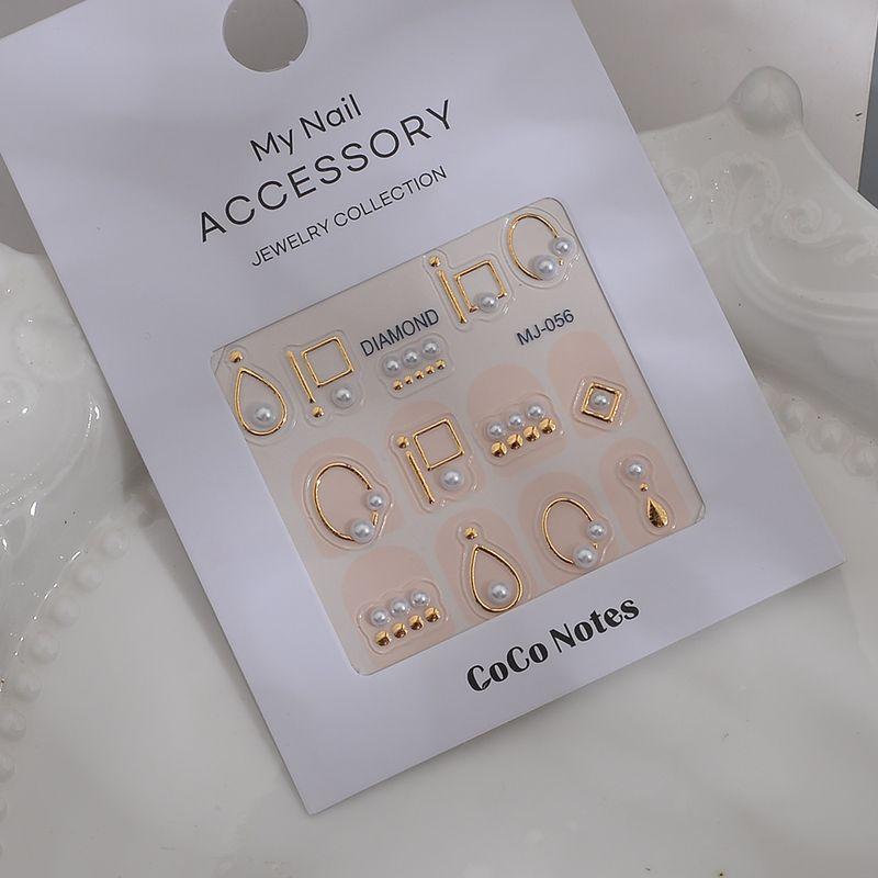 

New Arrival Xiaohongshu Best Selling Pearl DIY Nail Sticker Gilding Asymmetrical Pattern Wear Nail Ins Style Small Jewelry MJ-56 bronzing
