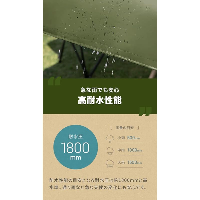 modern deco tarp tent one touch UV cut processing steel Comes with storage case (3m, sand beige)