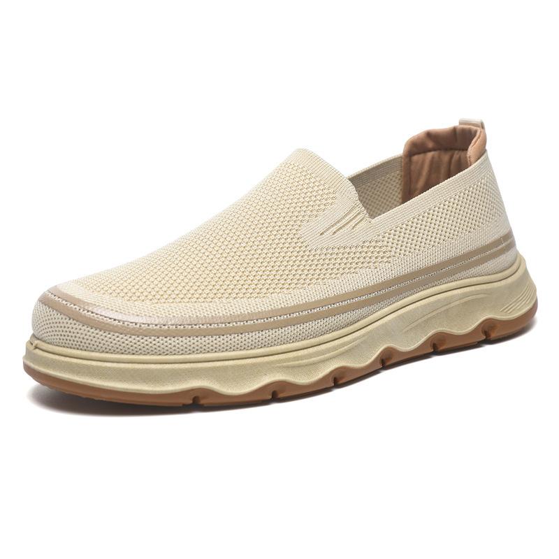 Men's shoes 2025 autumn new one-pedal lazy shoes flying woven casual shoes soft sole breathable comfortable large size men's shoes