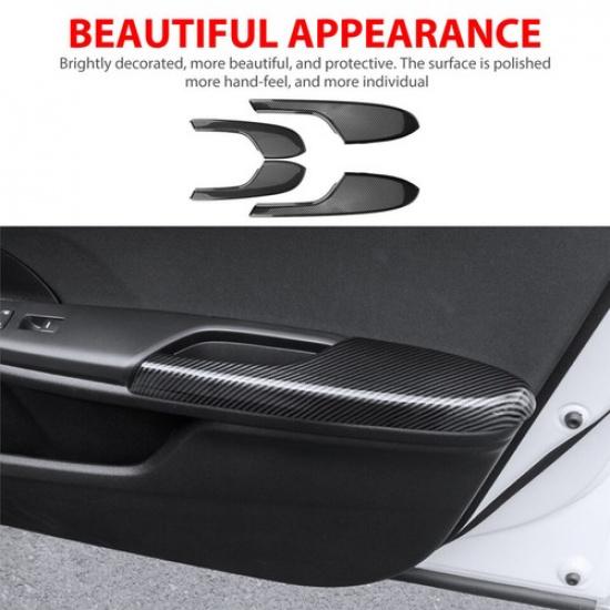 4x For Honda Civic 2016- Carbon Fiber Interior Door Armrest Panel Trim Cover