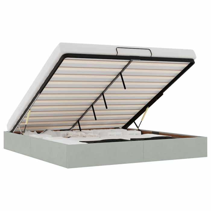 VidaXL Ottoman Bed Frames Without Mattress Light Grey 200x200 Cm Velvet, Bed Frame, Ottoman Bed Frame, Bed Frame 3310985