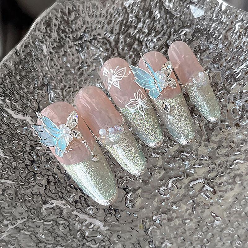 Doppel Zirkon Schmetterling Nagelkunst Charme 3D Perle Kristall Schmetterling Nagelornament Diy Exquisite Nagelzubehör