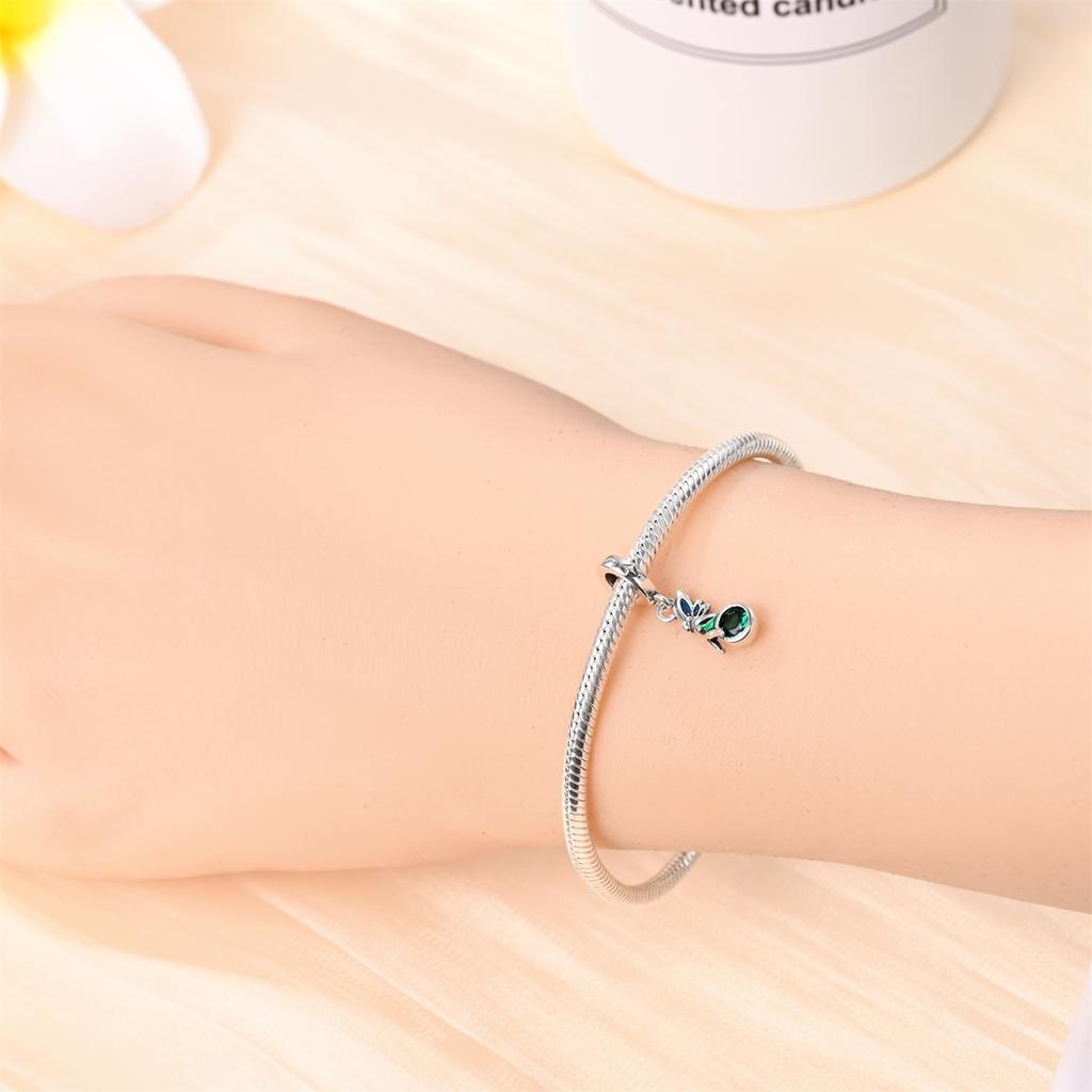 Original Copper Charms Luxury Green Fairy Butterfly Pendant Beads Fit Bracelet Diy Women Making Delicate Gift