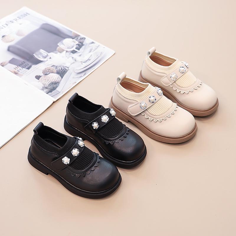 2025 Spring Girls  Pearl Princess Leather Shoes - Soft Sole & Stylish Design 27