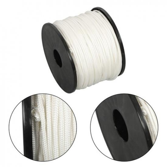 Nylonové lano 1/8 palce, 500 stopový návitek, 100% nylon, lano s plným opletením, barvitelné, bílé