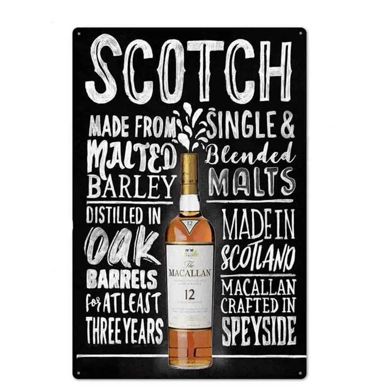 Öl Vin Jameson Affisch Metallplåt Skylt Vintage Metallväggplattor Hantverk Dekor Bar Café Kök Plåt Målning Järnplattor