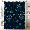 Luxury Blue Bath Shower Curtain Decorative Forest Pattern With Leaves Berries Waterproof Fabric For Bathroom Decoration