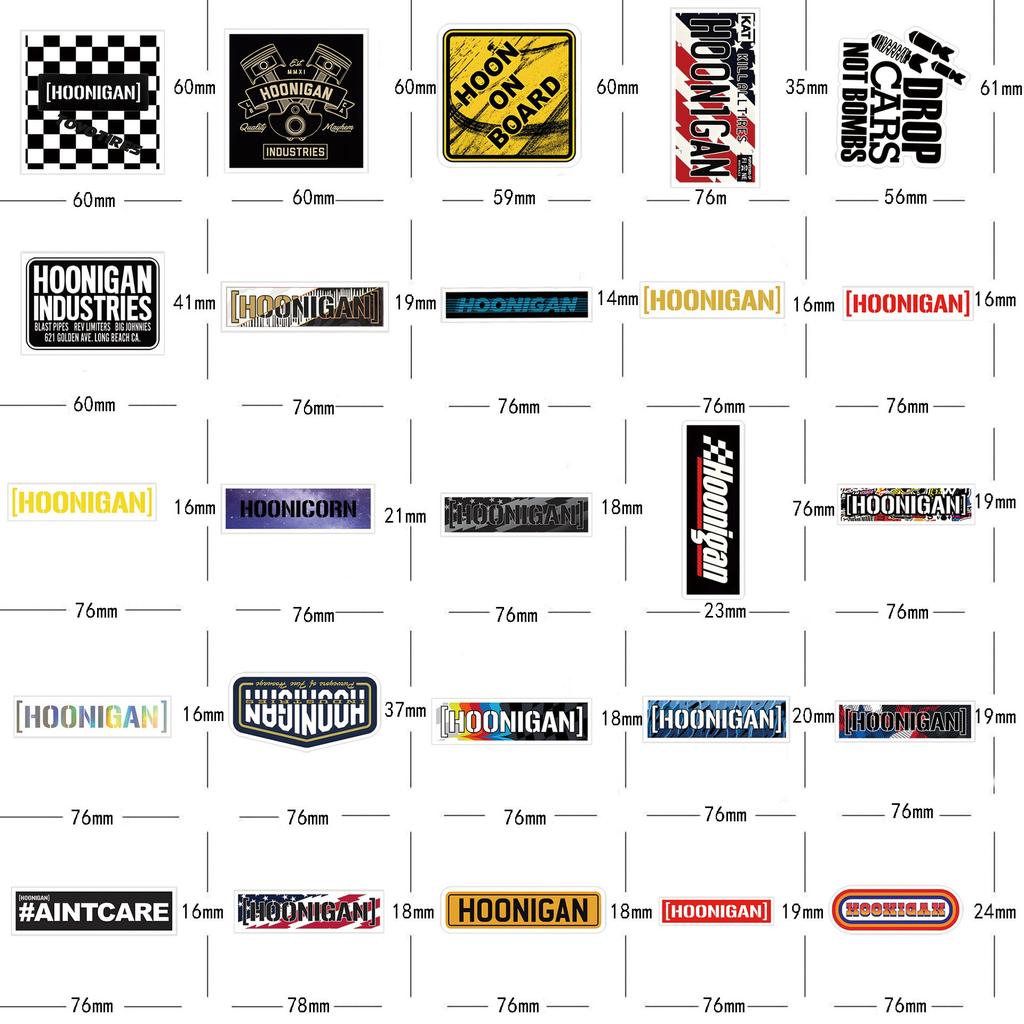 10/52 Pezzi Adesivi Hoonigan Hoonigan Auto da Corsa JDM Adesivi Graffiti per Fai da Te Bagagli Laptop Skateboard Moto Bicicletta Adesivo