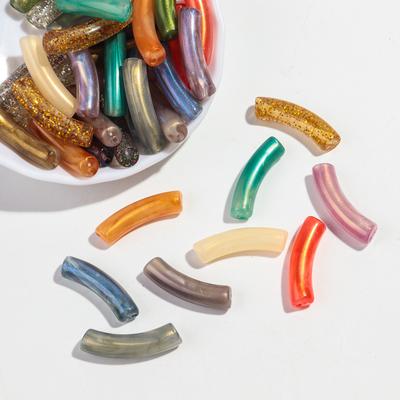 20pcs/lot Acrylic 8mm Pearlescent Colorful ResinThin Bamboo Tube Loose Bead for DIY Bracelet Necklace Jewelry Craft Accessories
