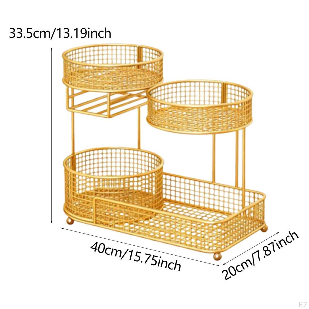 Fruit Basket 3 Tiers Iron Storage Stand for Party Counter Dining Table Black