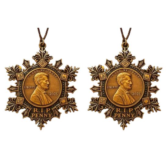 Final Cent Memorial Snowflake Ornament Historical US Cent Legacy Commemorative Ornament Vintage-Style Last Penny Keepsake for Collectors History