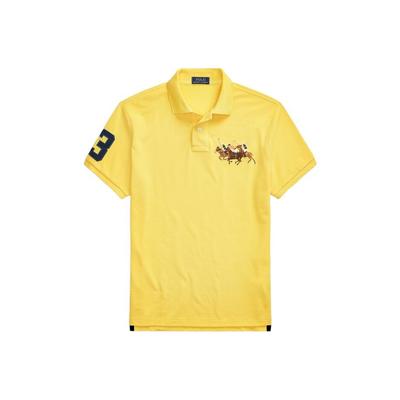 Polo Jednobarevné Logo Vyšívané Krátký Rukáv Polokošile Pánské topy Žlutá MNPOKNI1N821568