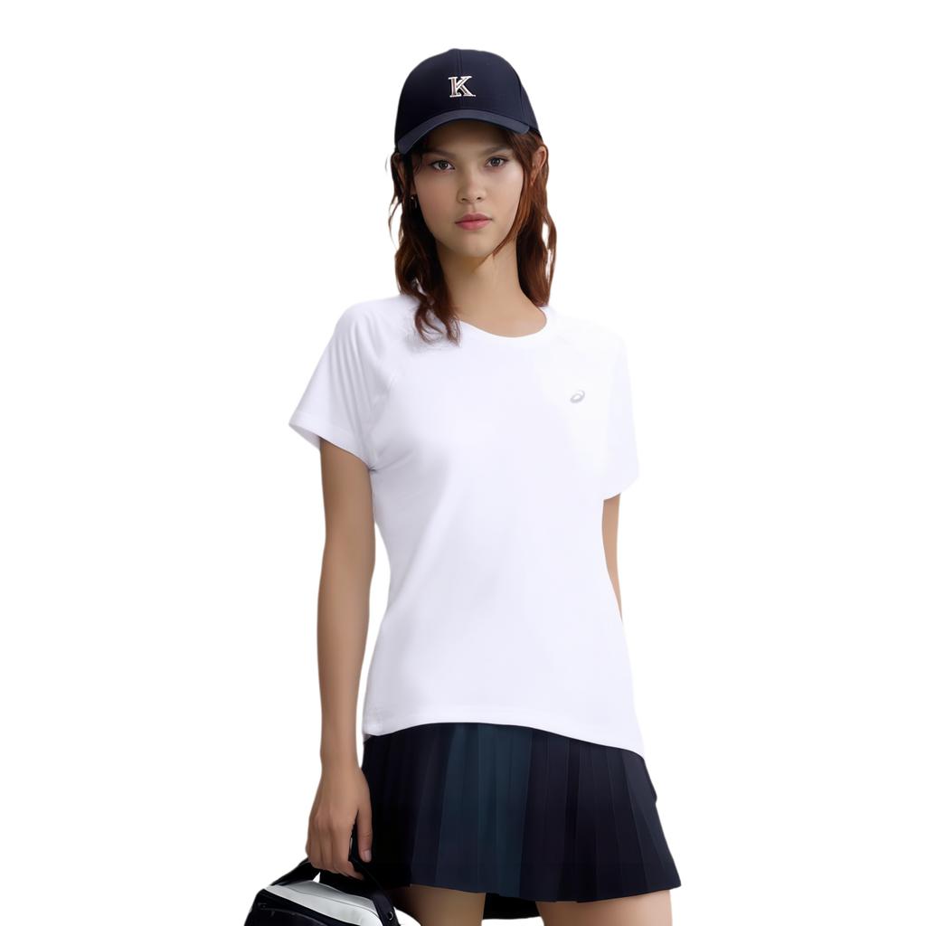 Asics Logo Round Neck Pullover Sports Short Sleeve Raglan T-Shirt Women T-Shirt White 2012C697-100