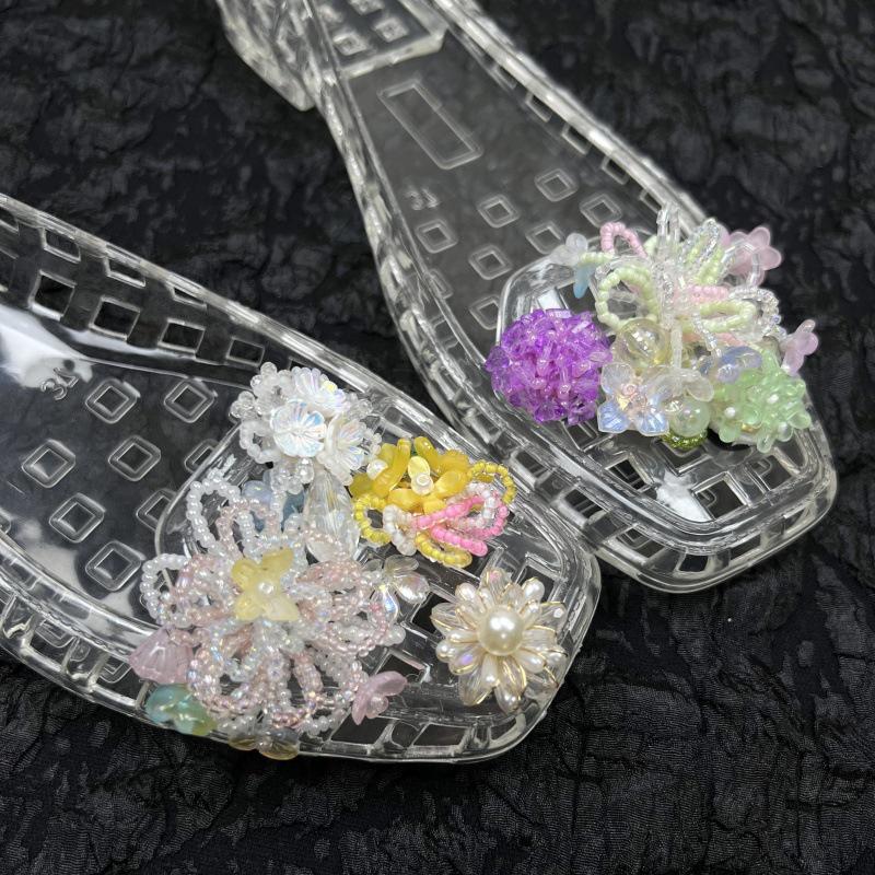 Dopamine  Beaded Jelly Shoes Sandals Accessory Diy Decorative Shoe Flower Slippers Shoe Buckle Accessories