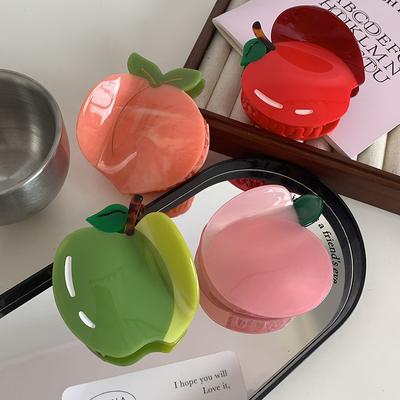 Summer New Fashion Fruit Hair Accessories Sweet Cute Colorful Apple Peach Acetic Acid Shark Clip For Woman Girls