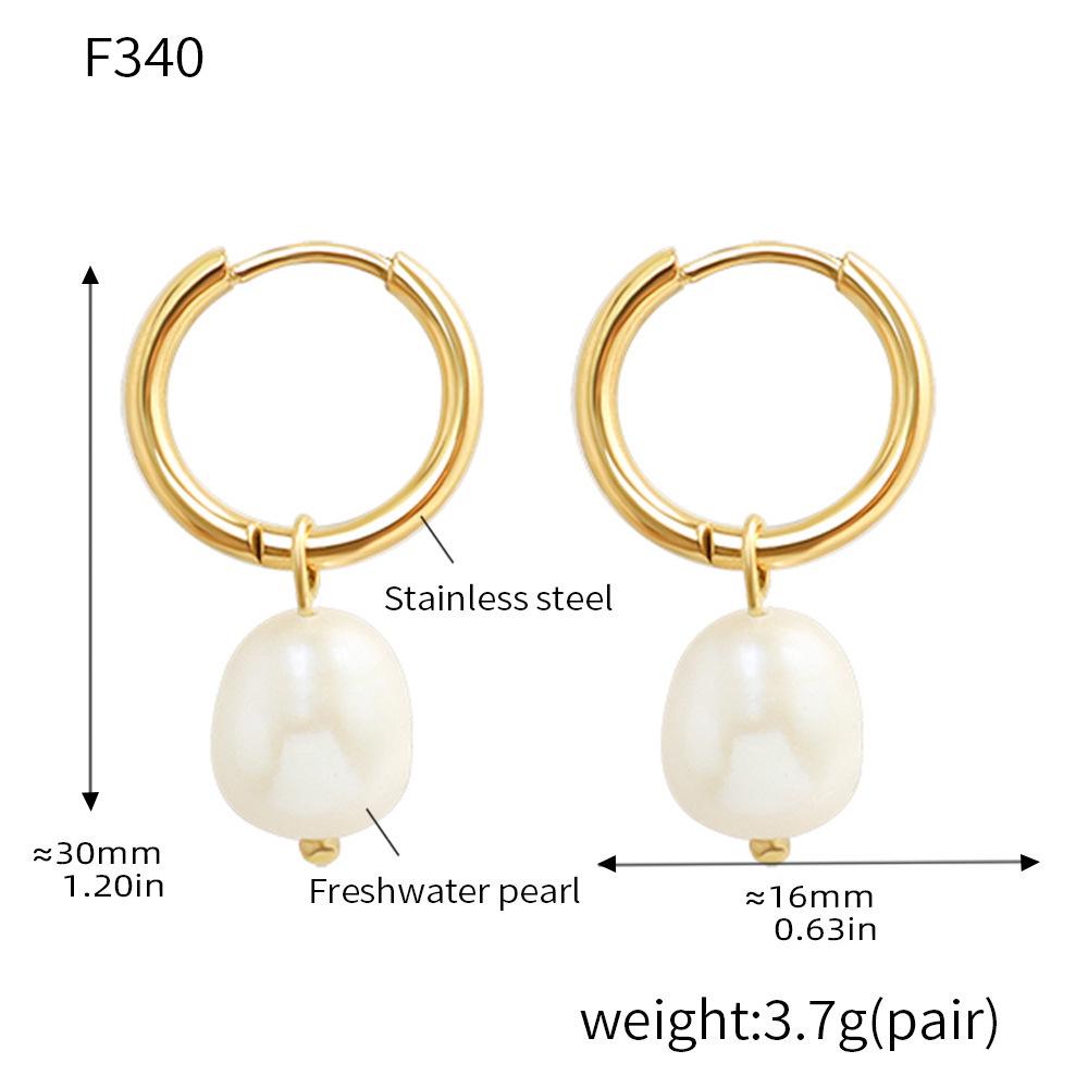 18K Gold-Plated Stainless Steel Earrings with Freshwater Pearl: European & American Style, Fashionably Luxe, Colorfast.