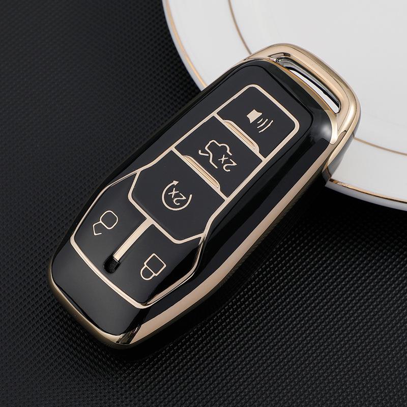 Ford Car Key Case for Mondeo, Focus, Fiesta, Escort, Lincoln, Mustang - TPU Full-Wrap Shell