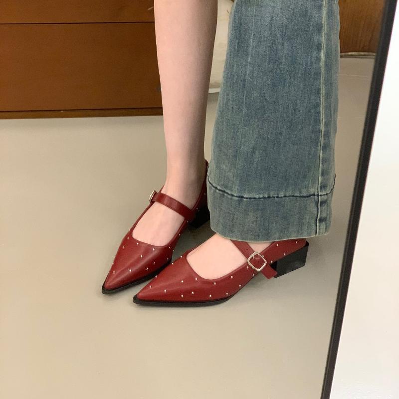 Mary Jane Women Shoes Pointed Toe High Heels Sandals Summer 2025 New  Dress Chunky Shoes Sexy Pumps Mujer Zapatos