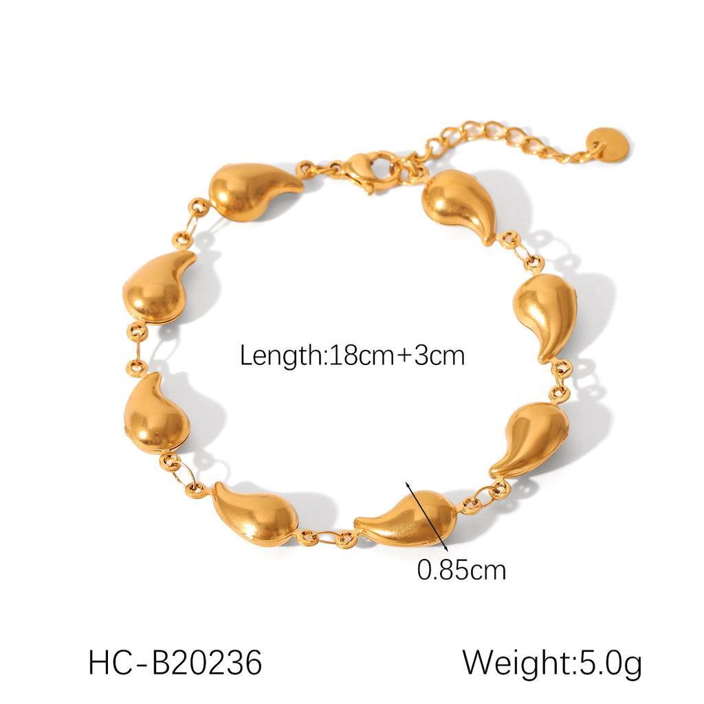 Titanium Steel Bracelet with Zirconia Butterfly Shell Waterdrop Flower Charms Pig Nose Clasp Design