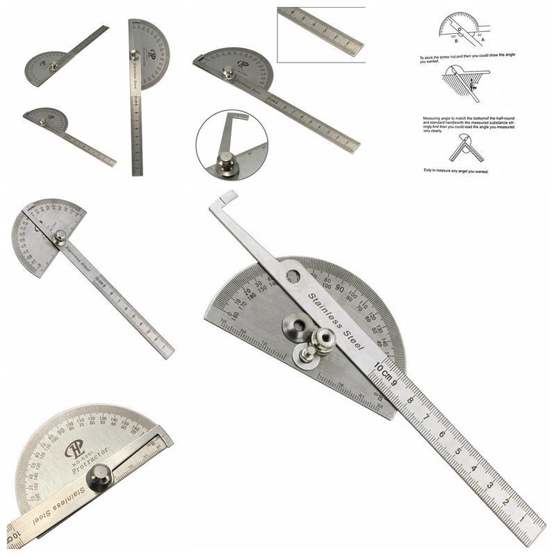 100Mm Stainless 0-180 Degree Steel Protractor Angle Finder Arm Rule Measure Tool