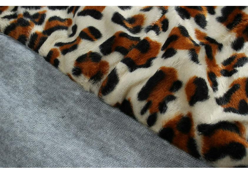 European American Plus Size Leopard Print Fleece-Lined Hooded Sweatshirt for Women, Winter Outerwear, Style 9101