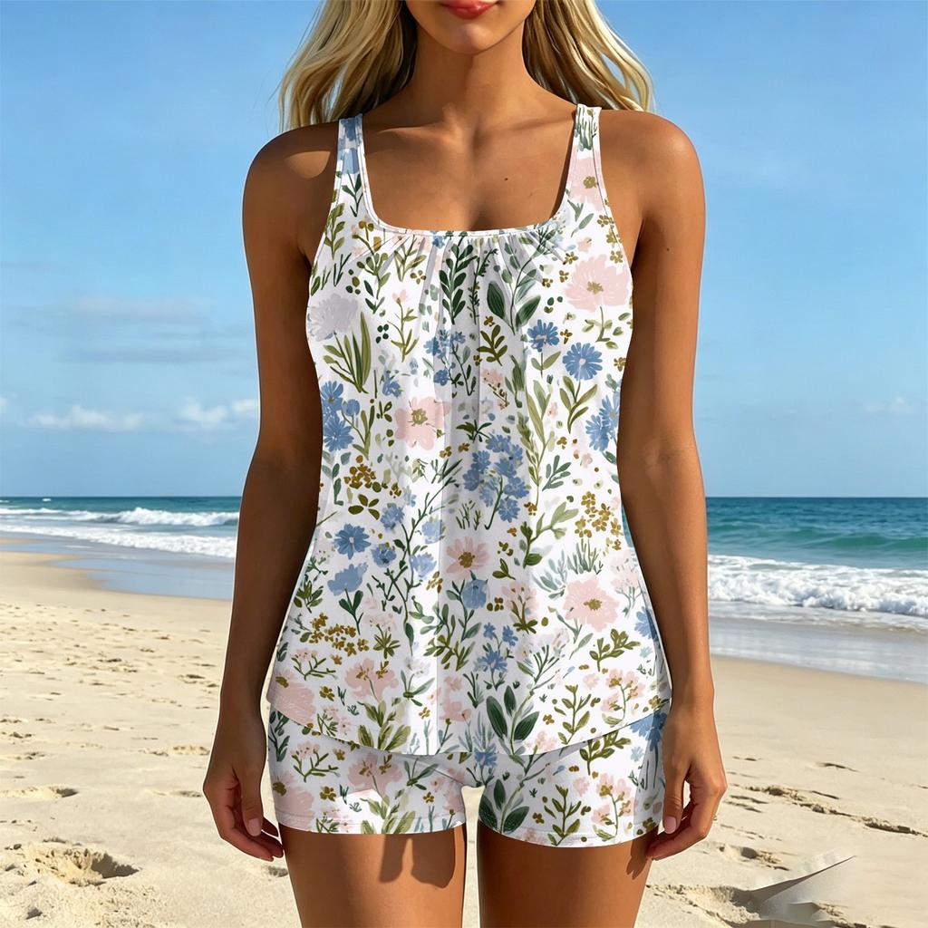 Women's Printed Split Swimsuit Sport Swimsuit Two-Piece Set