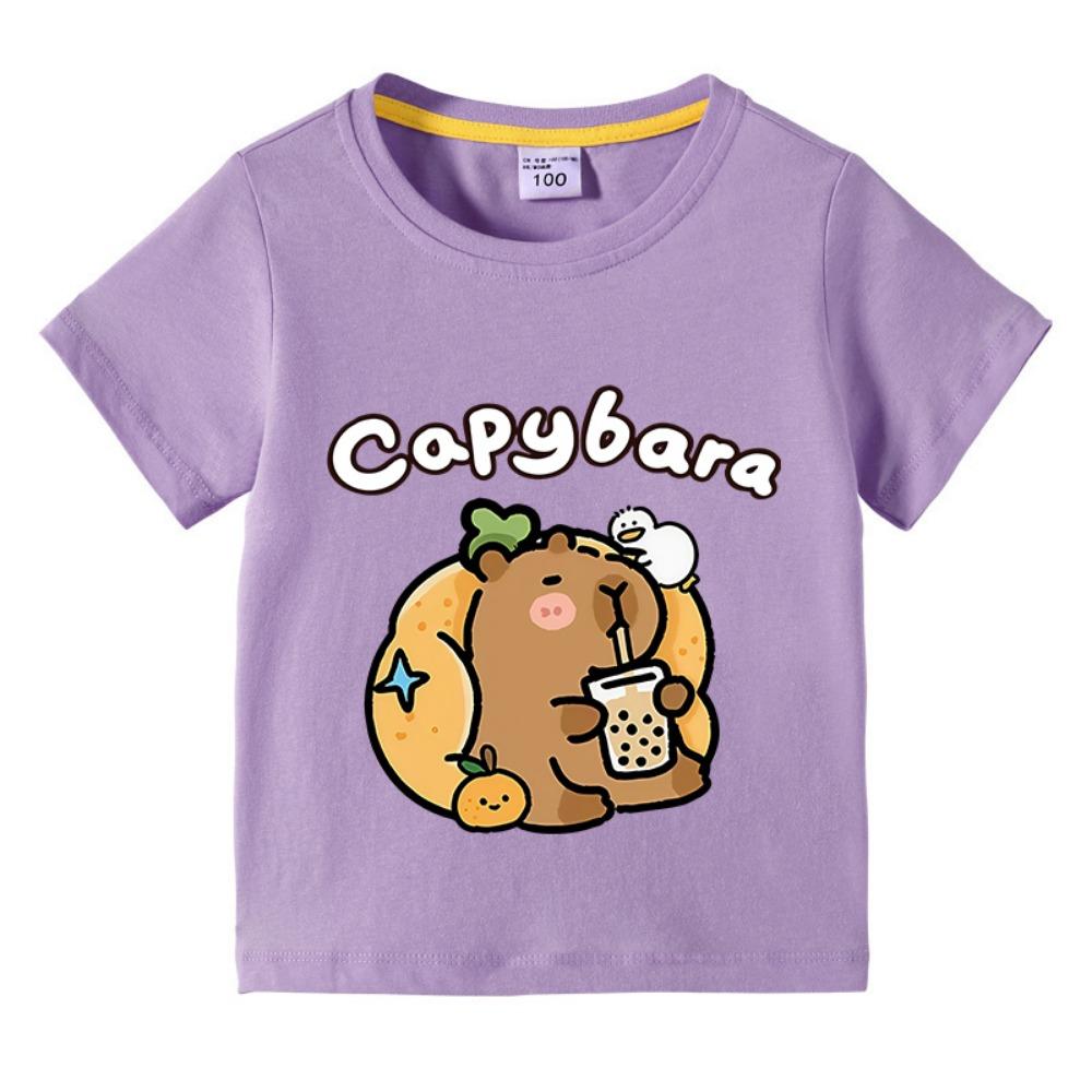 Children  T-shirt Kids Capybara T-shirt  Child Boys Cute Capibara Round Neck Tops Tee Kids Clothes For Summer