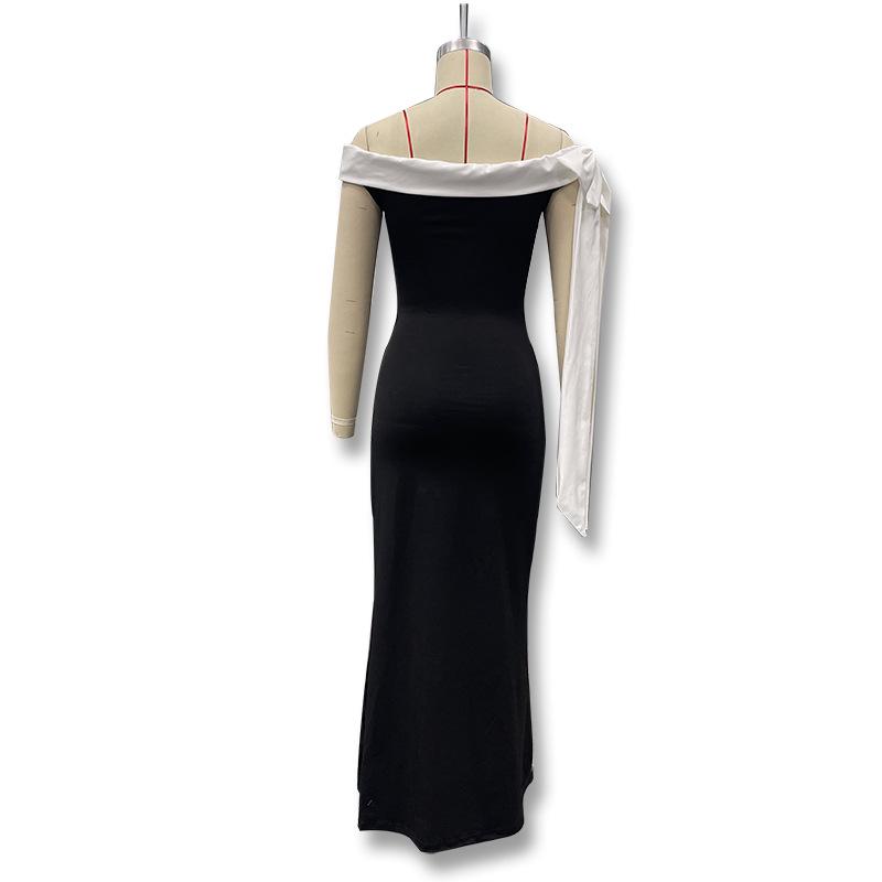 Women's Off-The-Shoulder Ribbon Sleeveless Slim Fit Dress - Spring/Summer 2025 Collection