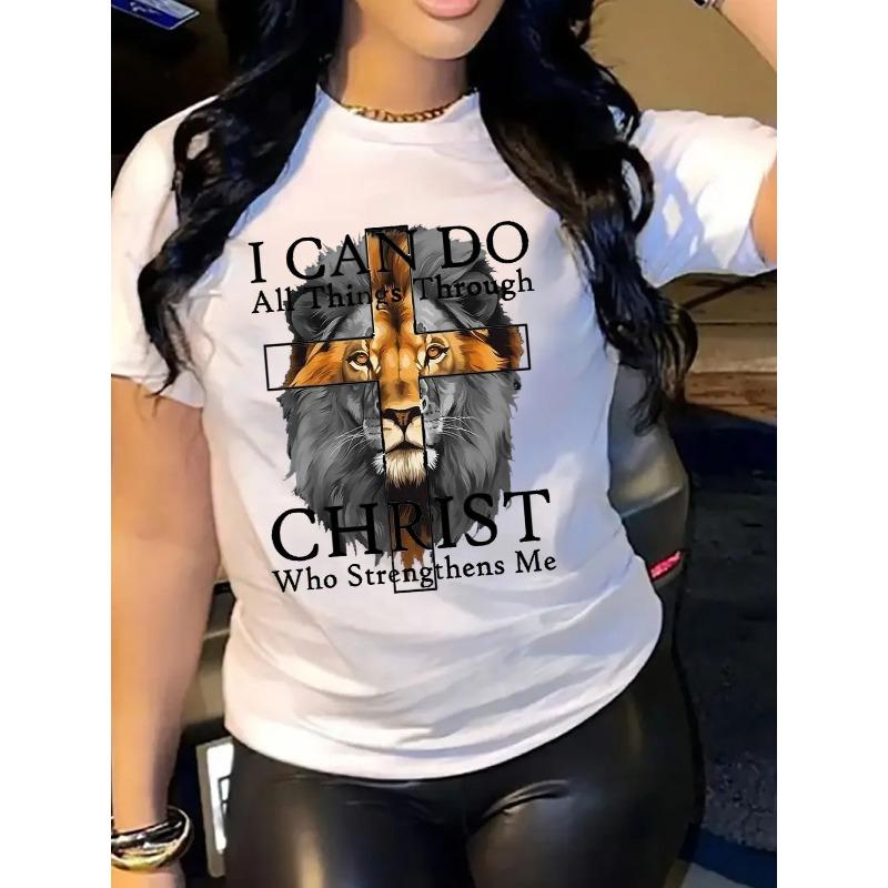 Europäische Größe Damen Lässiges Kurzarm-T-Shirt 1 Stück Schwer - Bequemer Rundhalsausschnitt, Weiche Süße T-Shirts Tops