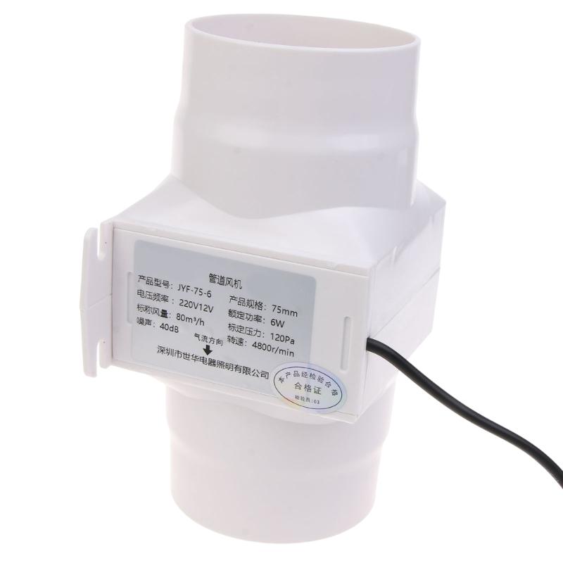 Hochleistungs 75mm Inline Rohrventilator 12V 10W Leiser Lüfter ABS Lüfter für Kleine Räume mit Hohem Luftdurchsatz