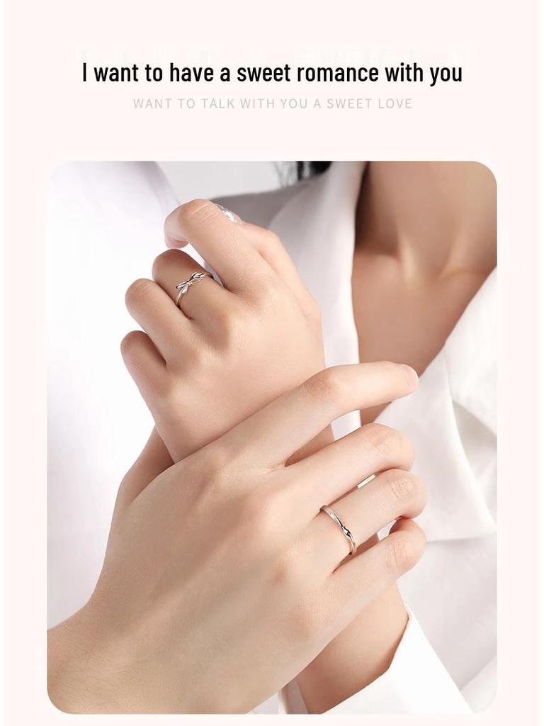 999 Silber Schleife Partnerringe für Männer & Frauen: Trendige Eheringe in leichtem Luxus, perfektes Geschenk zum Geburtstag oder zu Weihnachten für die Freundin.