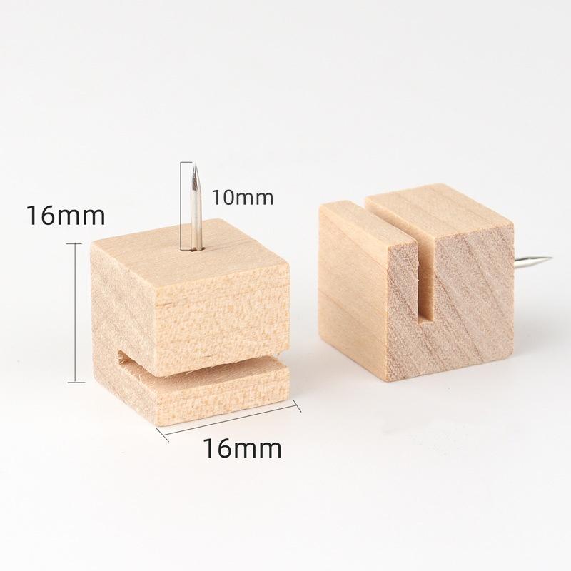10Pcs Square Wooden Snap Button Pin With Slot For Cork Board Photo Display Decorative Push Pins For Easy Installation