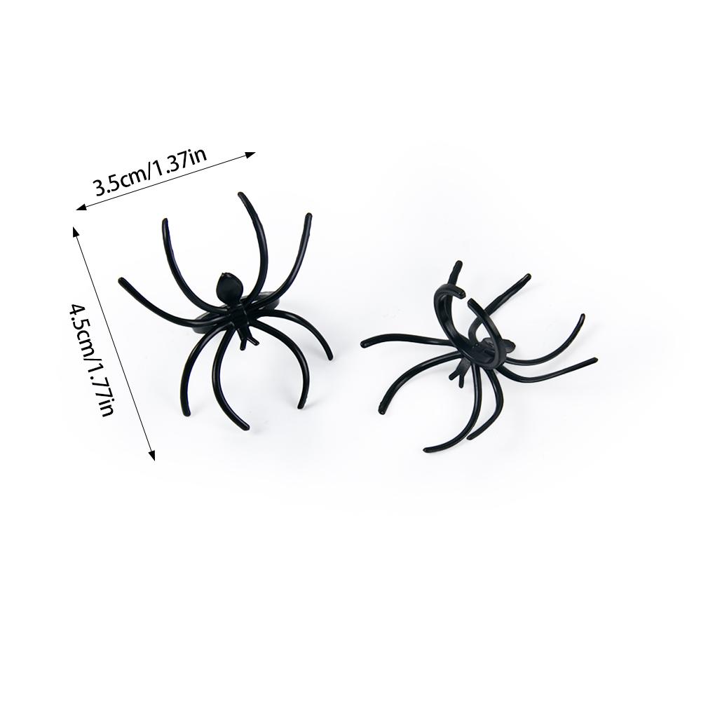 20/40pcs Mini Plastic Spider Rings Black Spider Cupcake Topper Kid Toy Gift Trick Or Treat Halloween Party Decoration Prank Prop