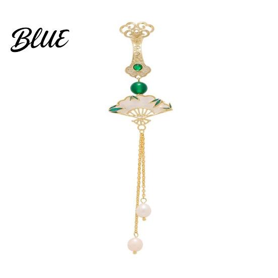 Fan Brooch Beads Tassel Rhinestone Inlays Dazzling Pin Clothing Accessory