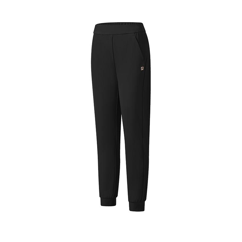 FILA Fitness Simple Classic Versatile Comfortable Tapered Mid-Waist Knitted Sports Pants Women pants Deep-Black A11W521604F-BK
