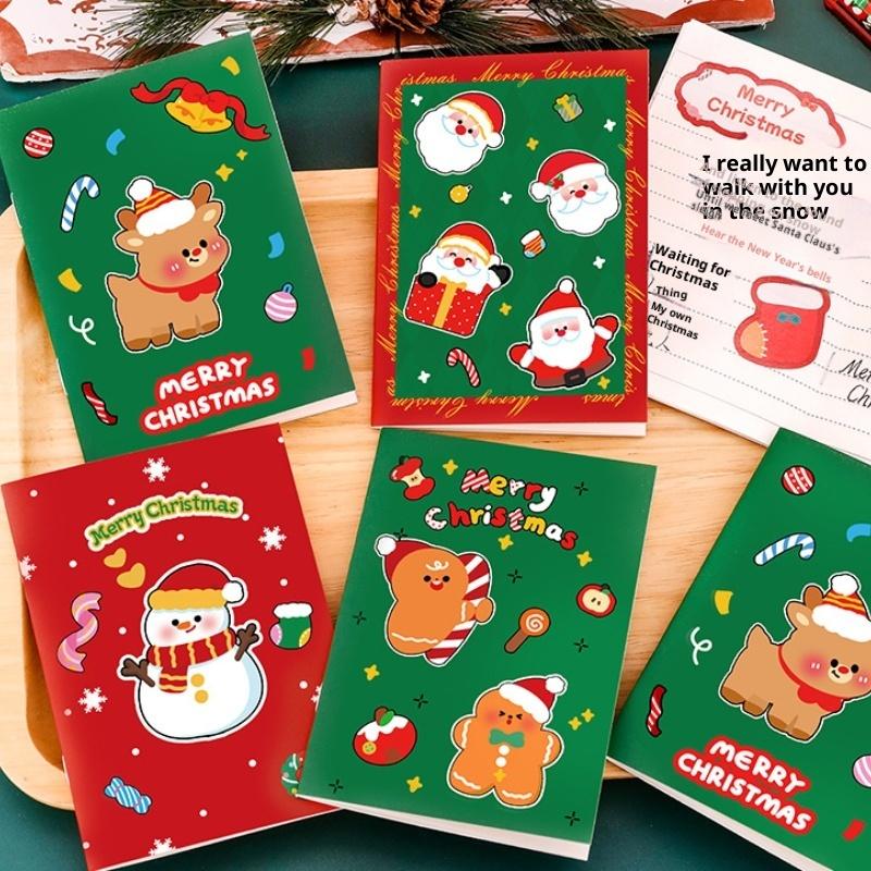 10Pcs Cartoon Christmas Notebook Kawaii Christmas Man Snowman Notepad Portable Pocket Notepad Student Prizes Gifts