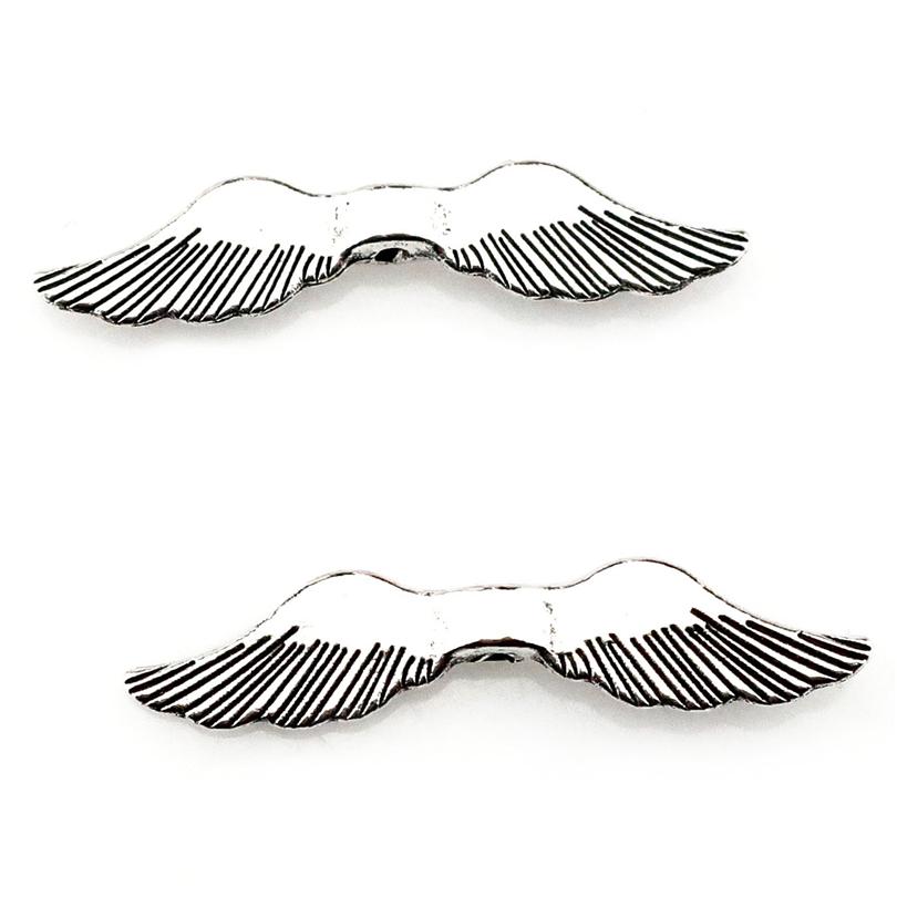 10PCS Vintage Antique Silver Color Alloy Angel Feather Wing Pendant For DIY Jewelry Making