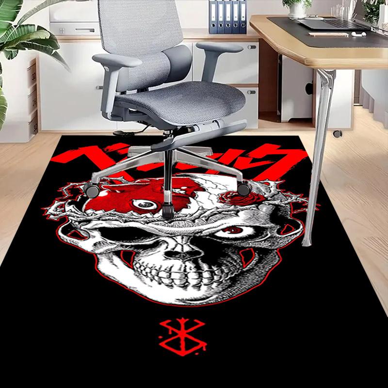1pc Skull Rose Carpet Anti Slip Polyester Floor Mat for office.Bedroom